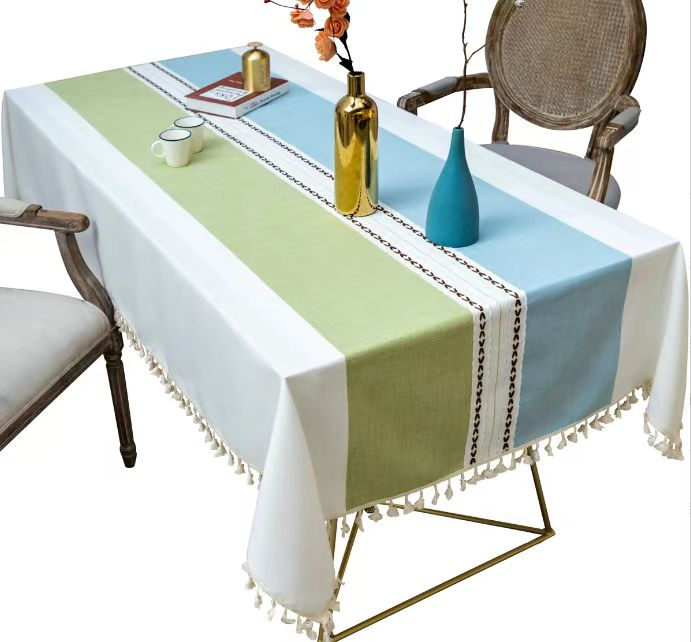Christmas Reindeer Jacquard Polyester Table Runner with Tassels for Home, Festivals
