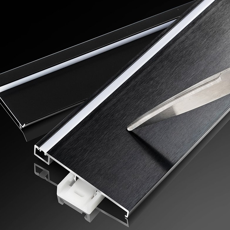 Aluminum LED Lights Exposed Black Baseboards, 5/6/8cm Skirting Board Factory Price