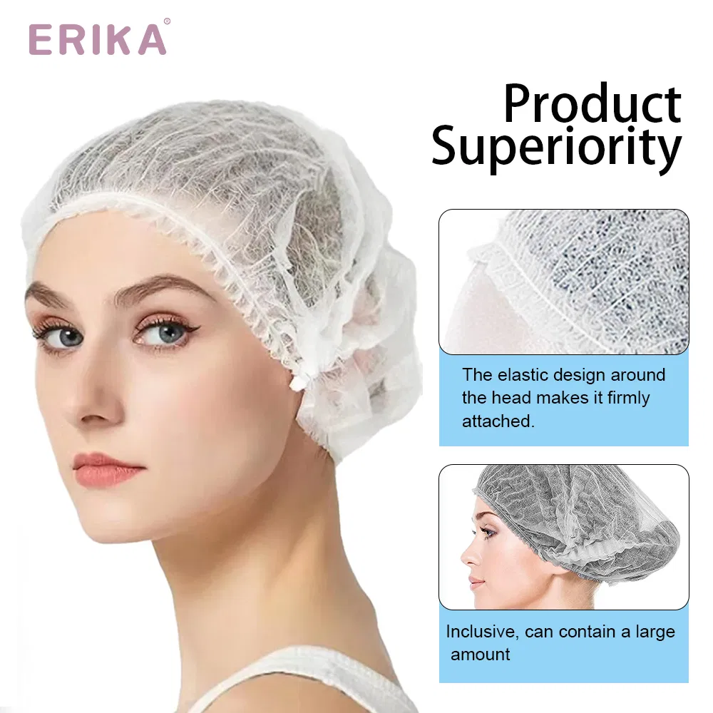Disposable Hair Net Food Factory / SPA / Personal Care Head Cover Elastic Non Woven Disposable Clip Cap Mob Cap