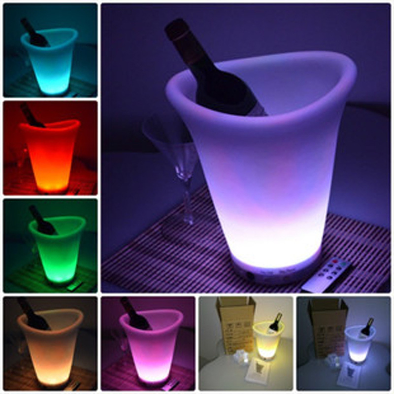 Custom Logo Print Wholesale Acrylic Beer Plastic Wine Ice Bucket Tongs with LED Light