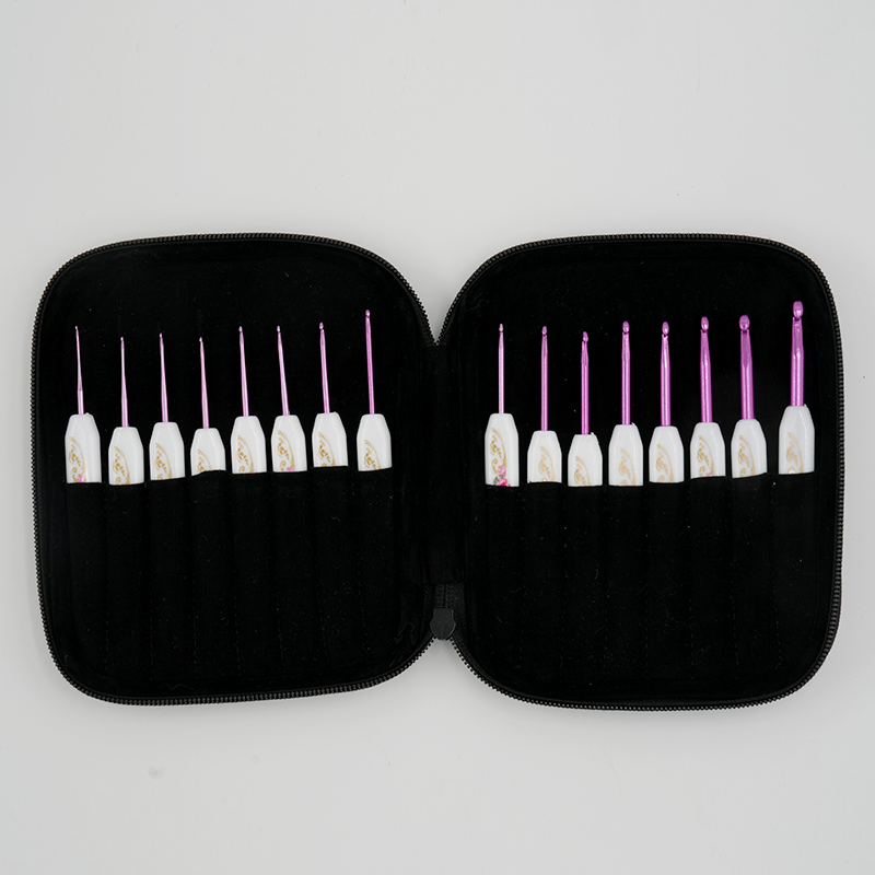 Color Alumin Crochet Hook with Plastic Handle Set (16PCS/set)