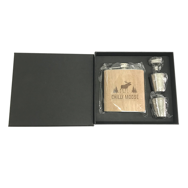 Food Grade Stainless Steel PU Leather Wrapped Golden Black Whiskey Hip Flask Gift Set for Knockando Ladyburn Spendrups