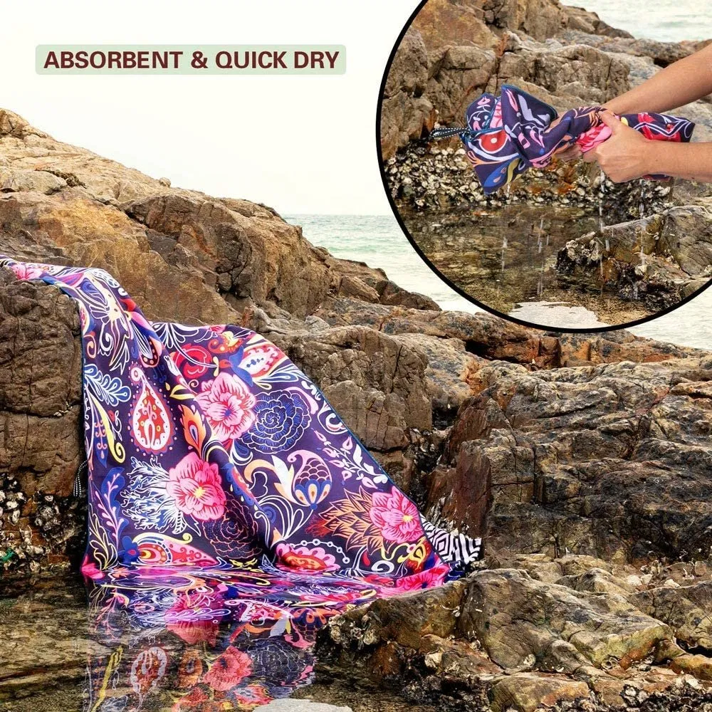 Sample Free Lightweight Double Layer Suede Towel Composited 500GSM Microfiber Bath Beach Towel Sports Yoga Towel with Sublimation Print