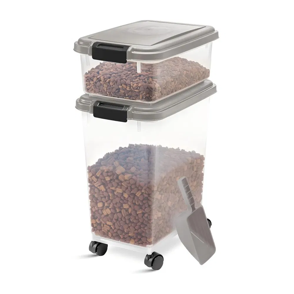 Durable 3PCS Pet Food Storage Containers with Rolling Wheels
