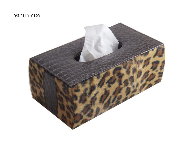 Hotel Supplies Black PU Leather Round Tissue Box Leather