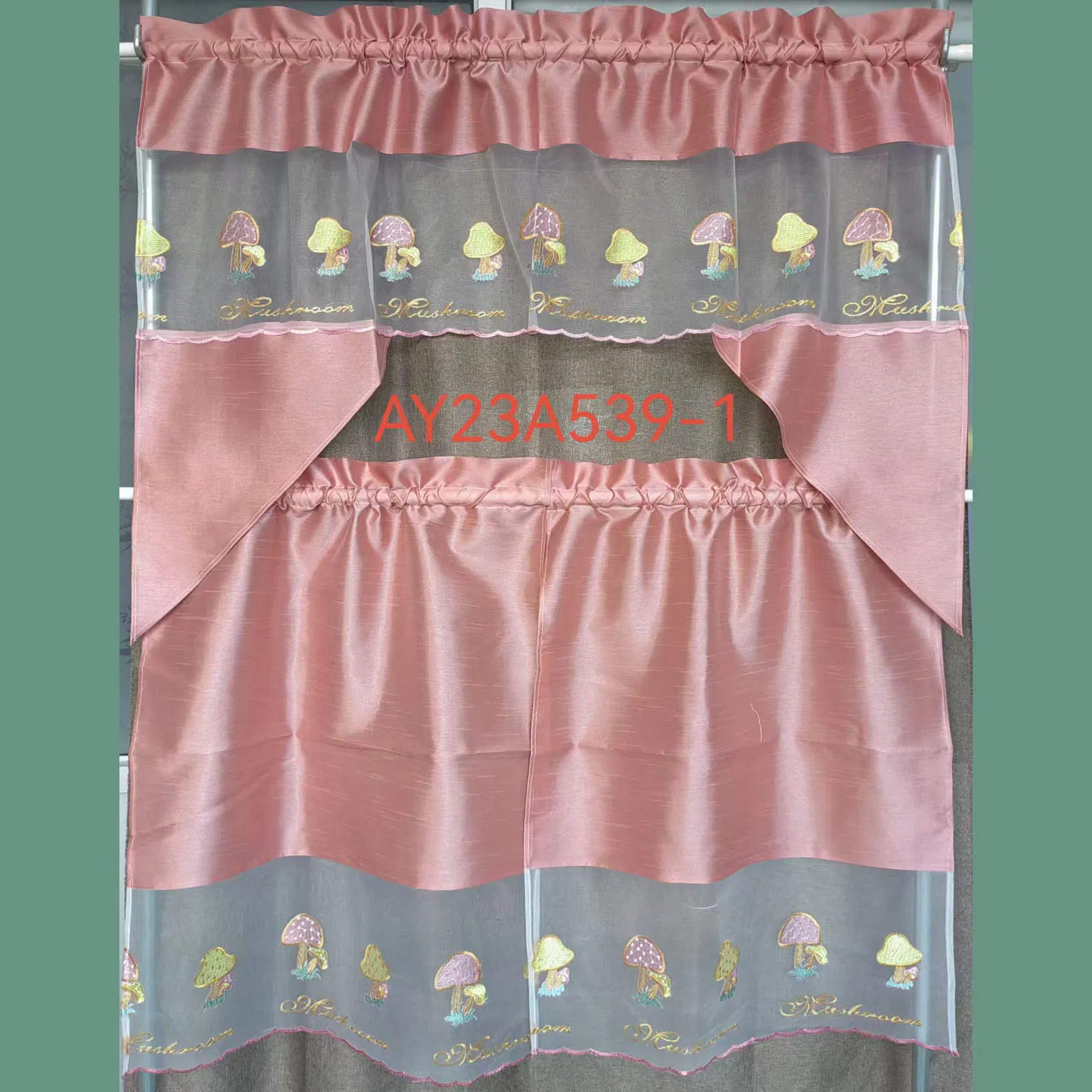 Delicious Food Mushroom Embroidered Kitchen Curtain