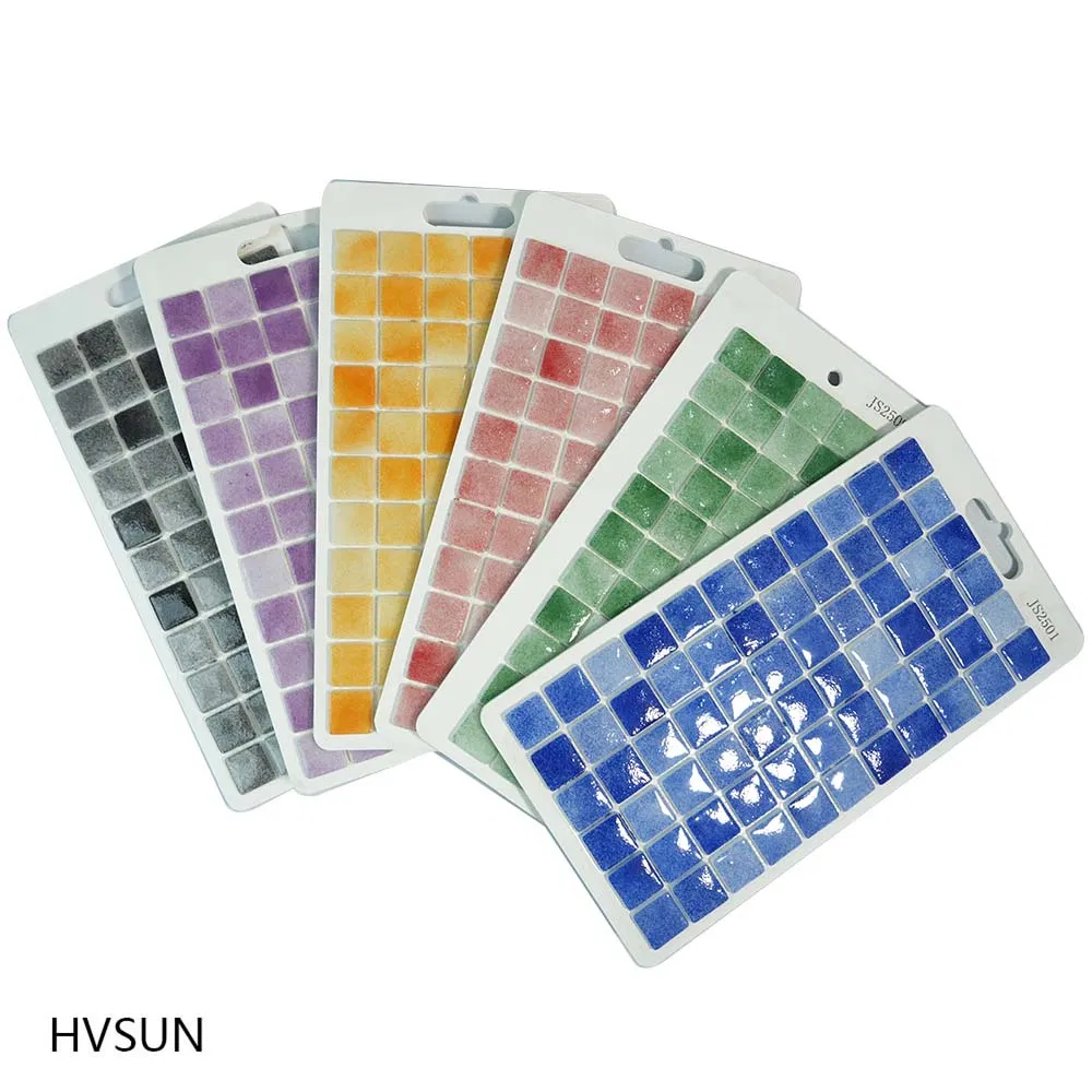 One Stop Pool Supplier Foshan Factory Price Bathroom Square Mix Color Blue Swimming Pool Crystal Mosaic Glass Tile