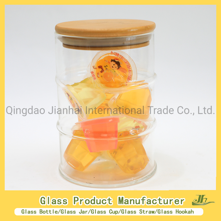 Стеклянная банка для хранения с бамбуковой крышкой