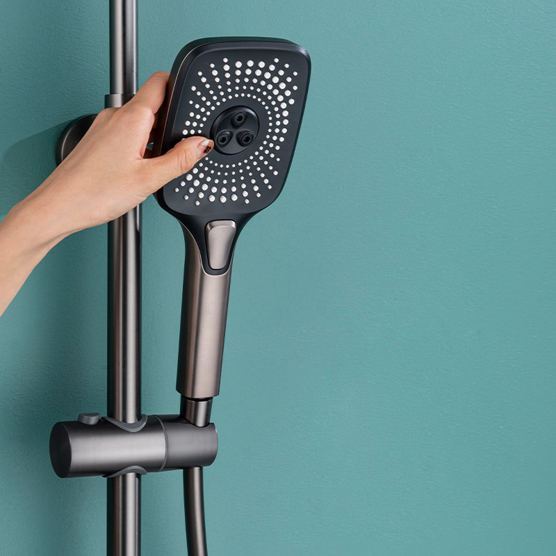 Brass Gunmetal Grey Finished Modern Style Shower Set