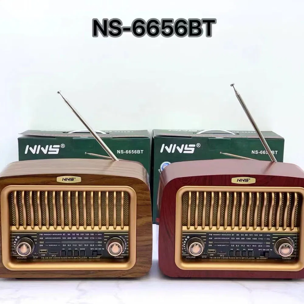 Радио NS-6656BT с Bluetooth, деревянный корпус