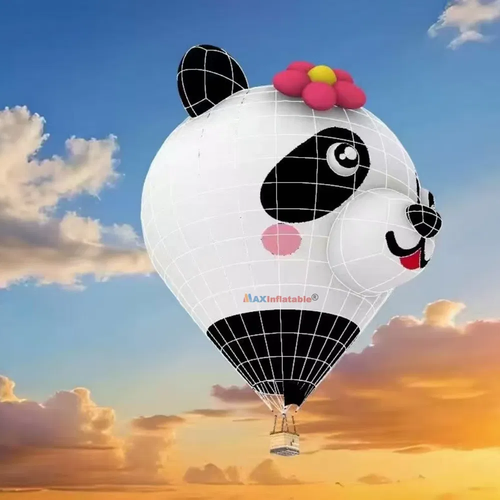Factory Customzied Inflatable Panda Cat Shape Air Hot Balloon for Festival Event