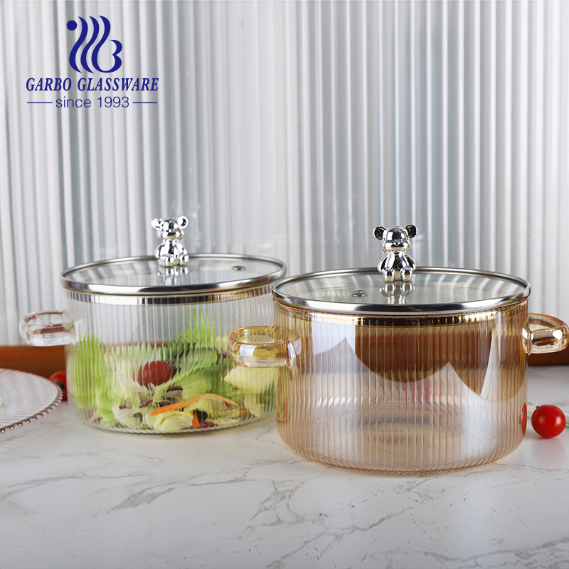Luxury Hot Using Glass Pot High Borosilicate Glass Casserole with Lid