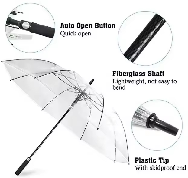 30 Inch Clear PVC Poe Golf Umbrella for Sale