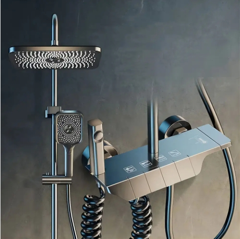 Bathroom Shower Set 4-Piece Piano Keys Bathroom Mixer Faucet with Shower Set