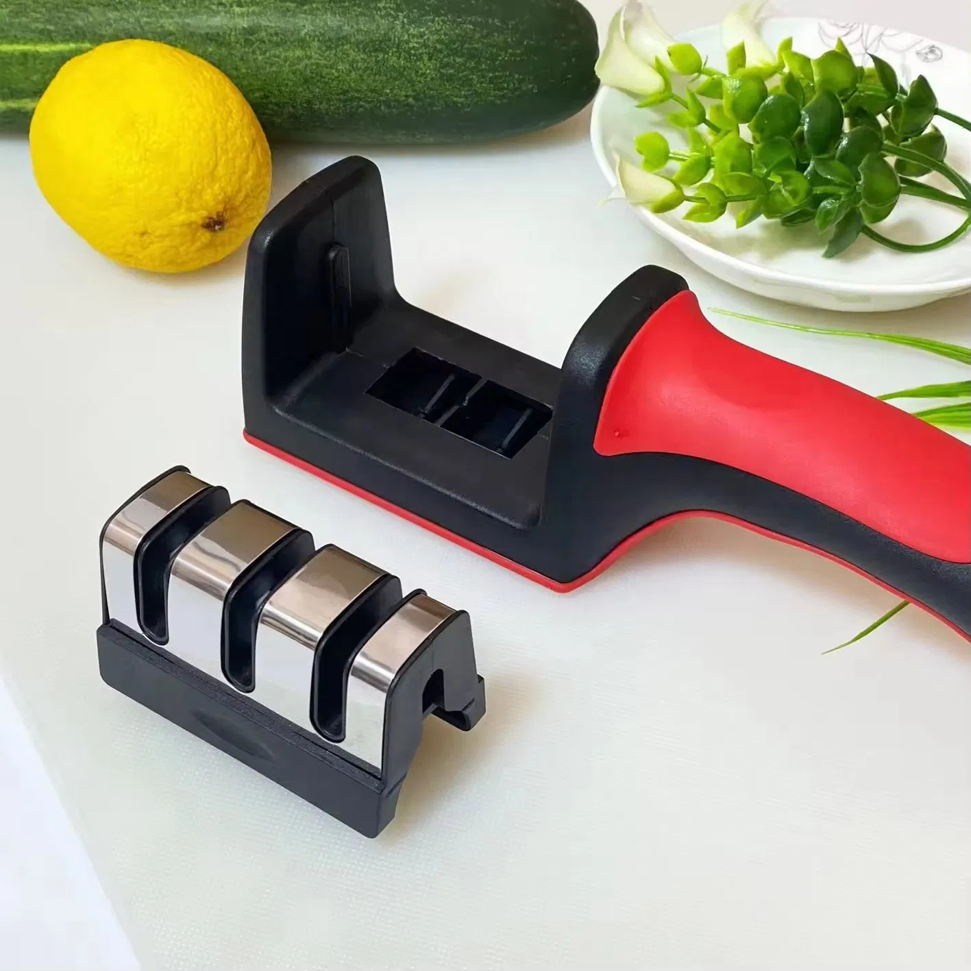 New 4 in 1 Household Knife Sharpener Creative Manual Fast Sharpening Knife Scissors Tool Knife Sharpening Equipment Best Portable Stainless Steel Knife Sharpene