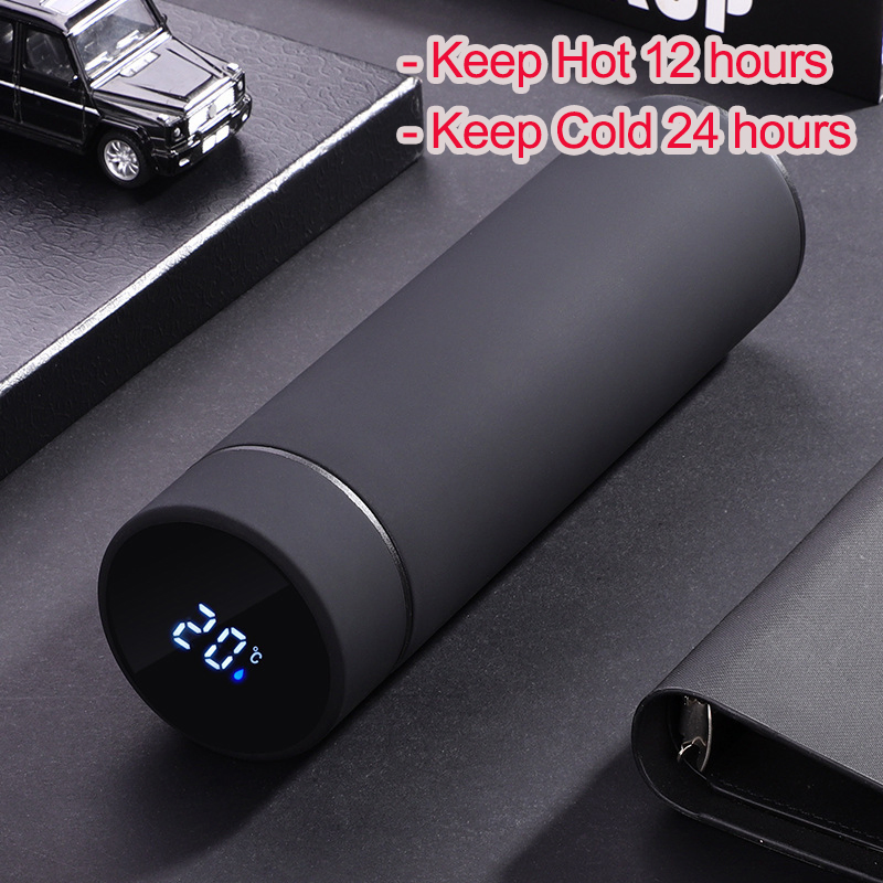 Rubber Paint Intelligent Smart LED Temperature Indicator Display 304 Food-Grade Stainless Steel Business Sports Gift Cup Thermos Vacuum Flask Customize