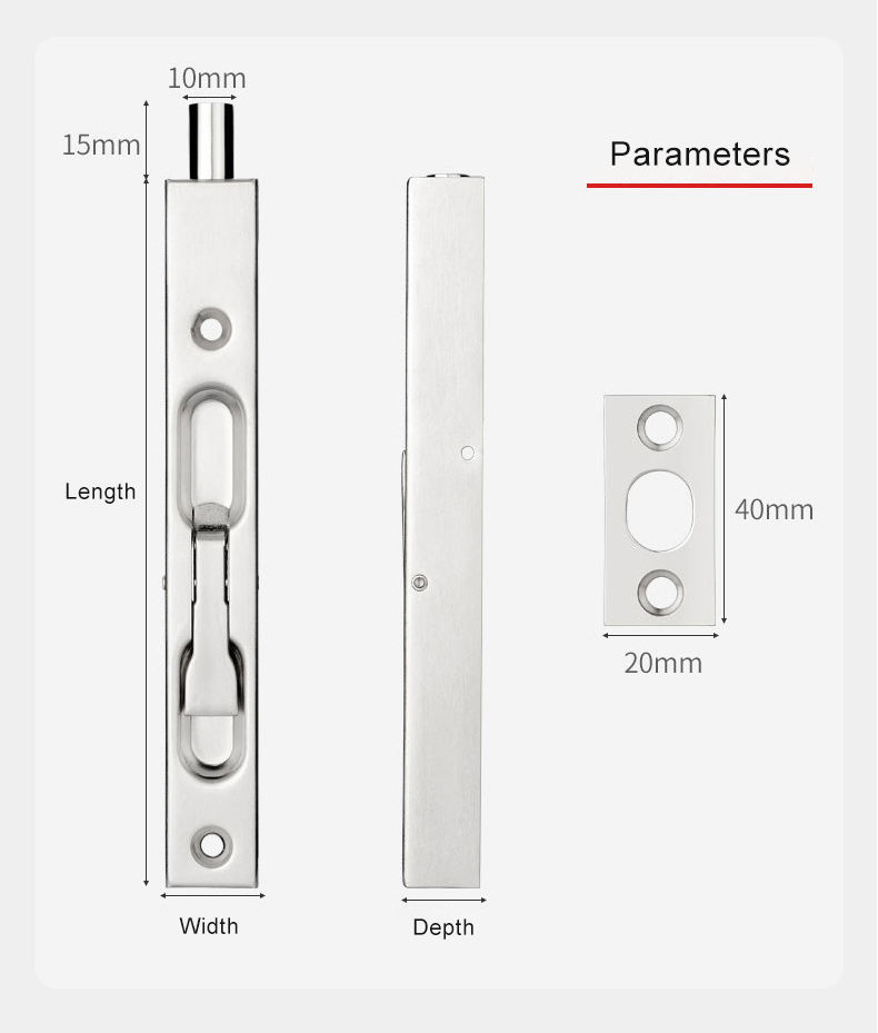 Stainless Steel Double Door Lever Flush Bolt Security Door Bolt Latch