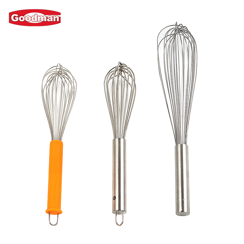 Home Kitchen Accessories Egg Tools Dough Beater Stainless Steel Wire Whisk Plastic Hand Stiring