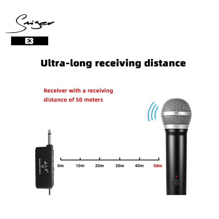 Smiger E3 Universal Wireless Microphone Portable Rechargeable Wireless Hand-Held Microphone with Receiver