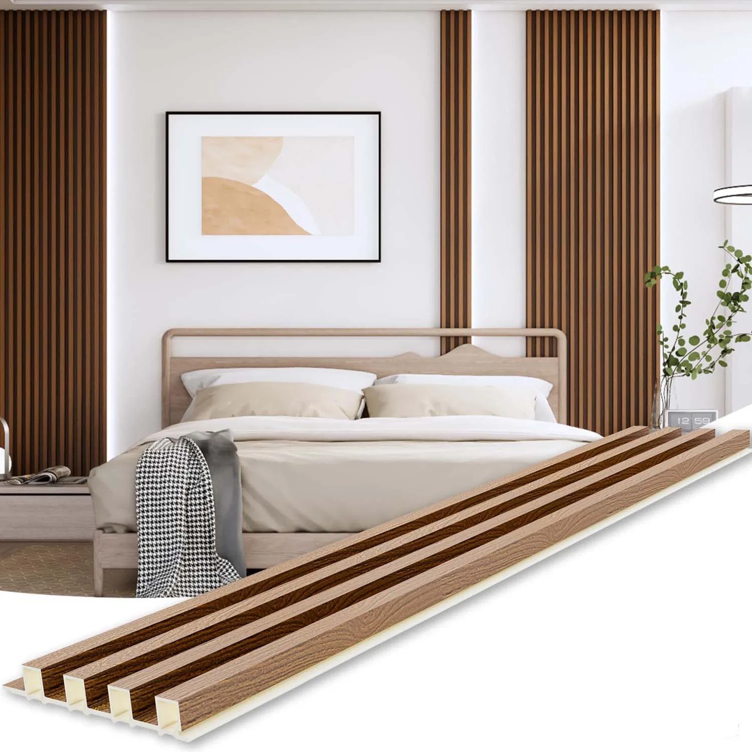 2026 Aku WPC 3D Slat Cladding Wall Panel Interior Polyester Fiber Decorative Panel Waterproof Fireproof Wood Composite Wall Panel Manufacture Price Akupanel