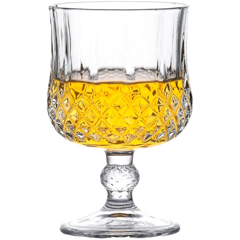 modern Short Stem Embossed Crystal Diamond Wine Glasses Wedding Champagne Glass