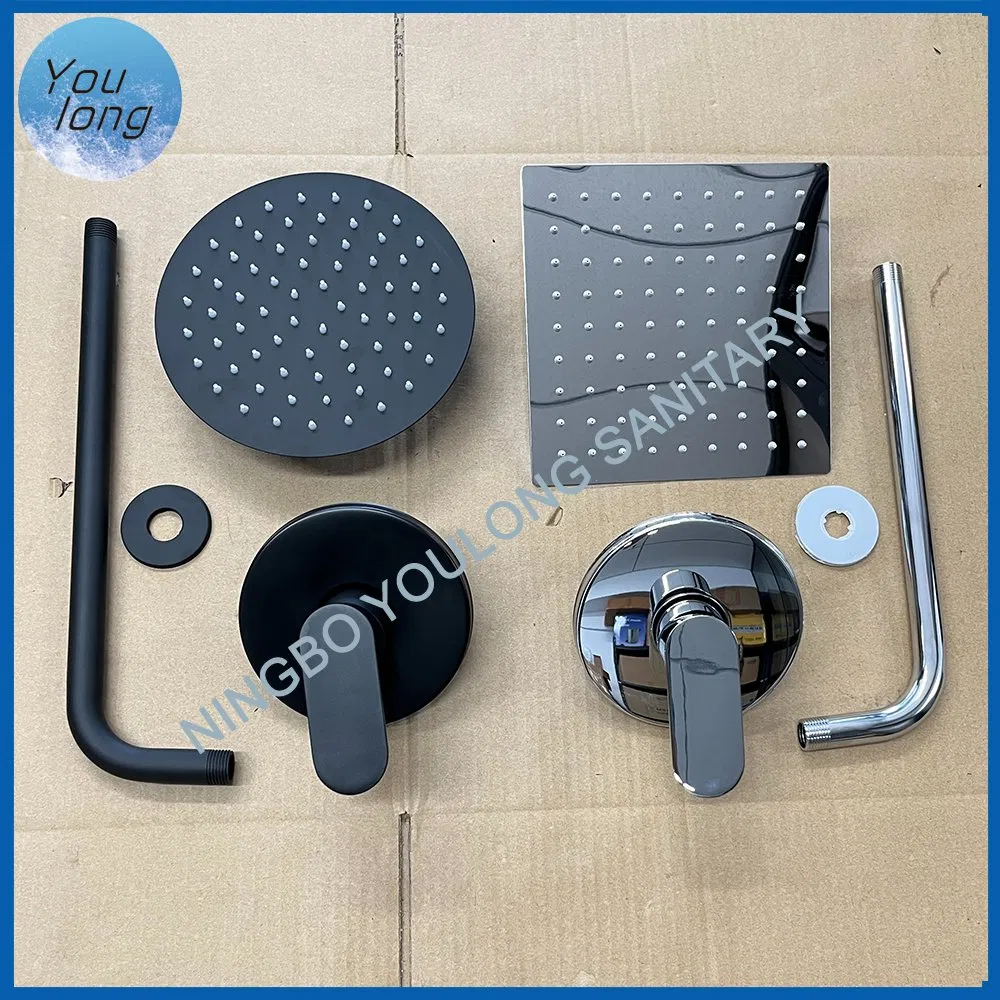 Economic Round Concealed Shower Head Set Modern Wall Mounted Bathroom Shower Faucet Set