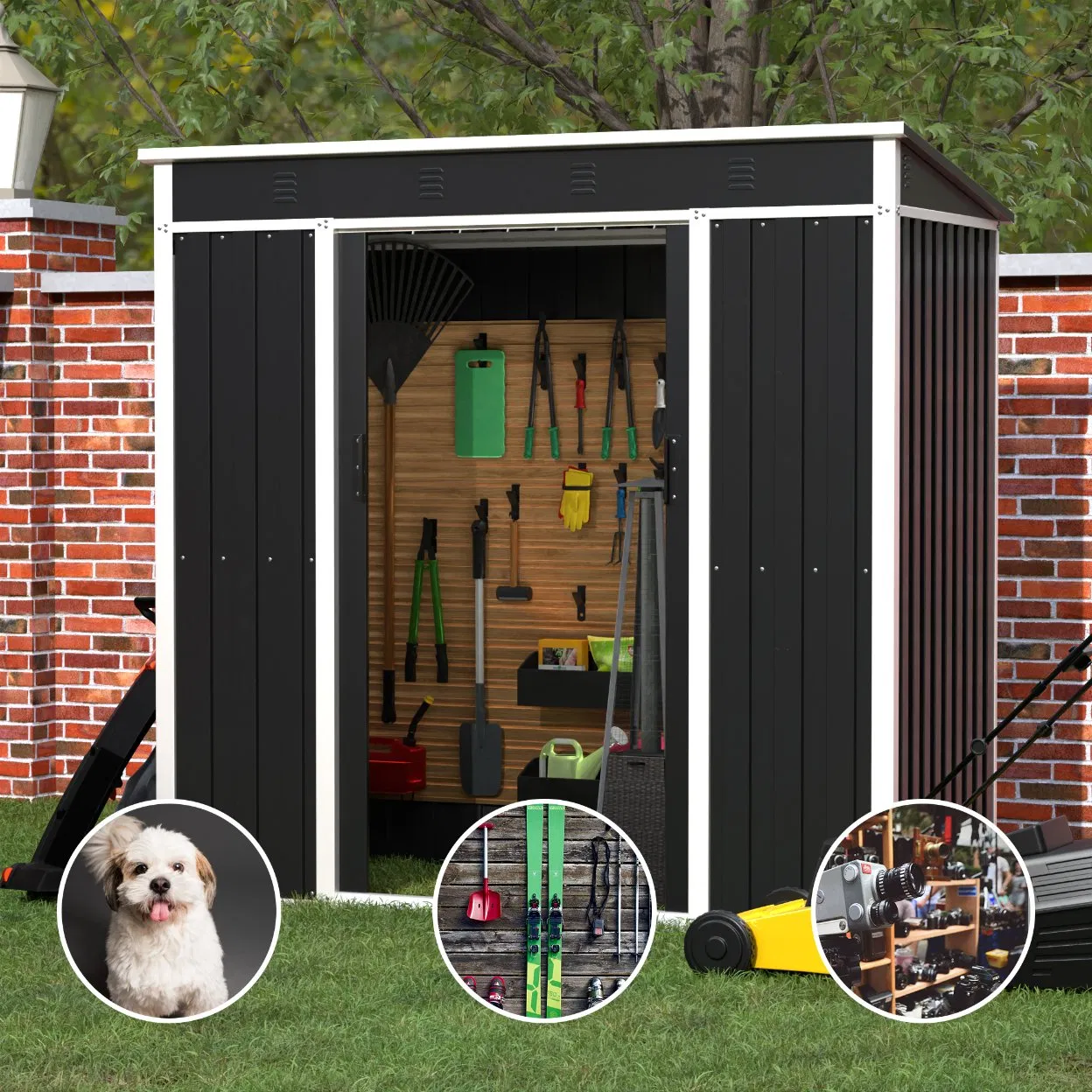 Outdoor Utility Steel Garage Garden Storage Tool Shed