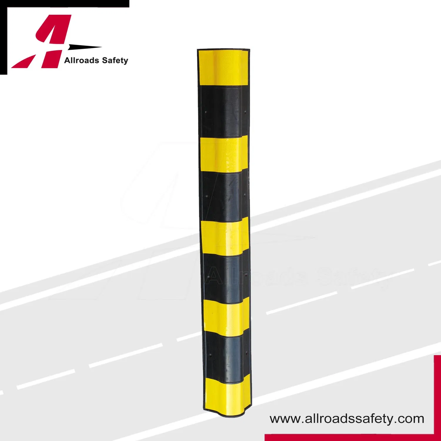 1000mm Rubber Corner Bumper Guard with Yellow Reflective Tapes