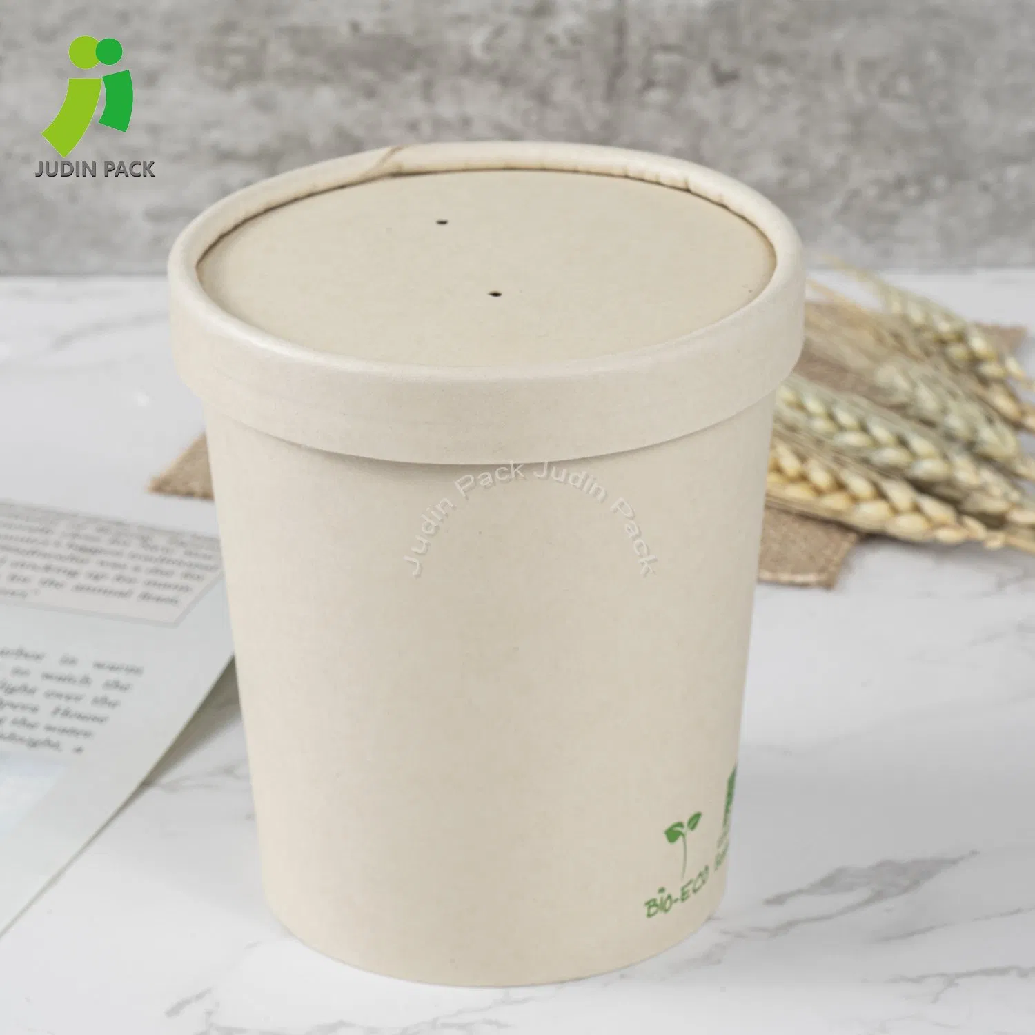 Disposable Food Grade Kraft Paper Soup Cup with Customized Print