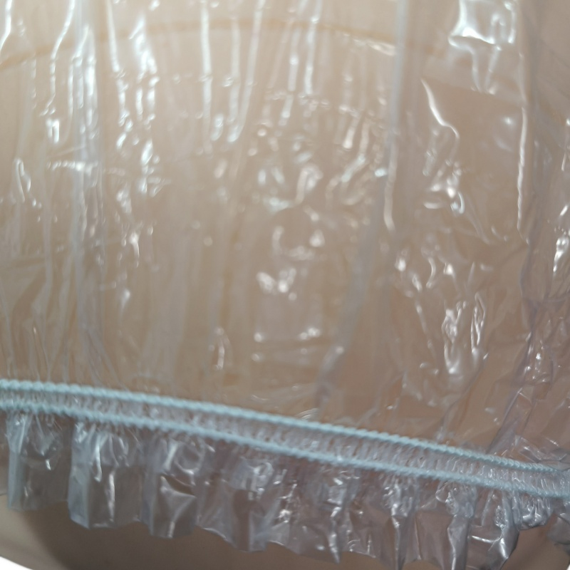 Transparent PE Plastic Shower Cap/Disposable Double Elastic Band Shower Cap