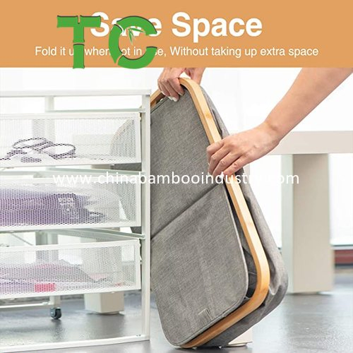 Wholesale Bamboo Double Laundry Hamper with Lid, Collapsible Dirty Clothes Basket with Handles, 2 Section Waterproof Small Clothes Hamper Storage