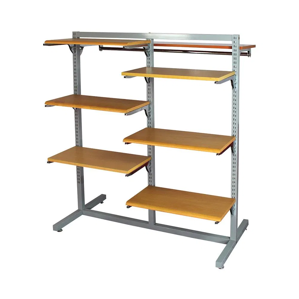 Wooden Double-Pole Display Clothes Stand