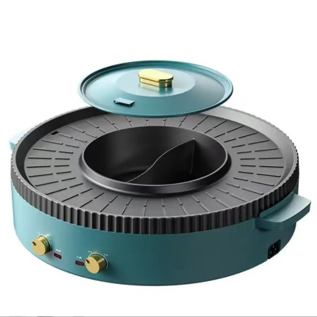 Electric Grill Indoor Hot Pot Multi-Functional Non-Stick Outdoor Korean Smokeless BBQ