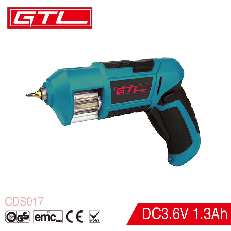 Gun Shape 3.6V Lithium Pistol Handle Cordless Screwdriver with Bit Clinder (CDS017)