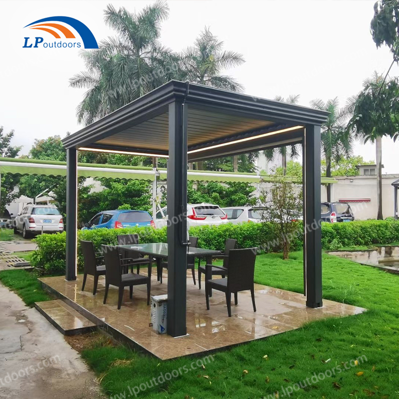 Elegant 10X13FT Aluminum Pergola with Adjustable Louvered Roof
