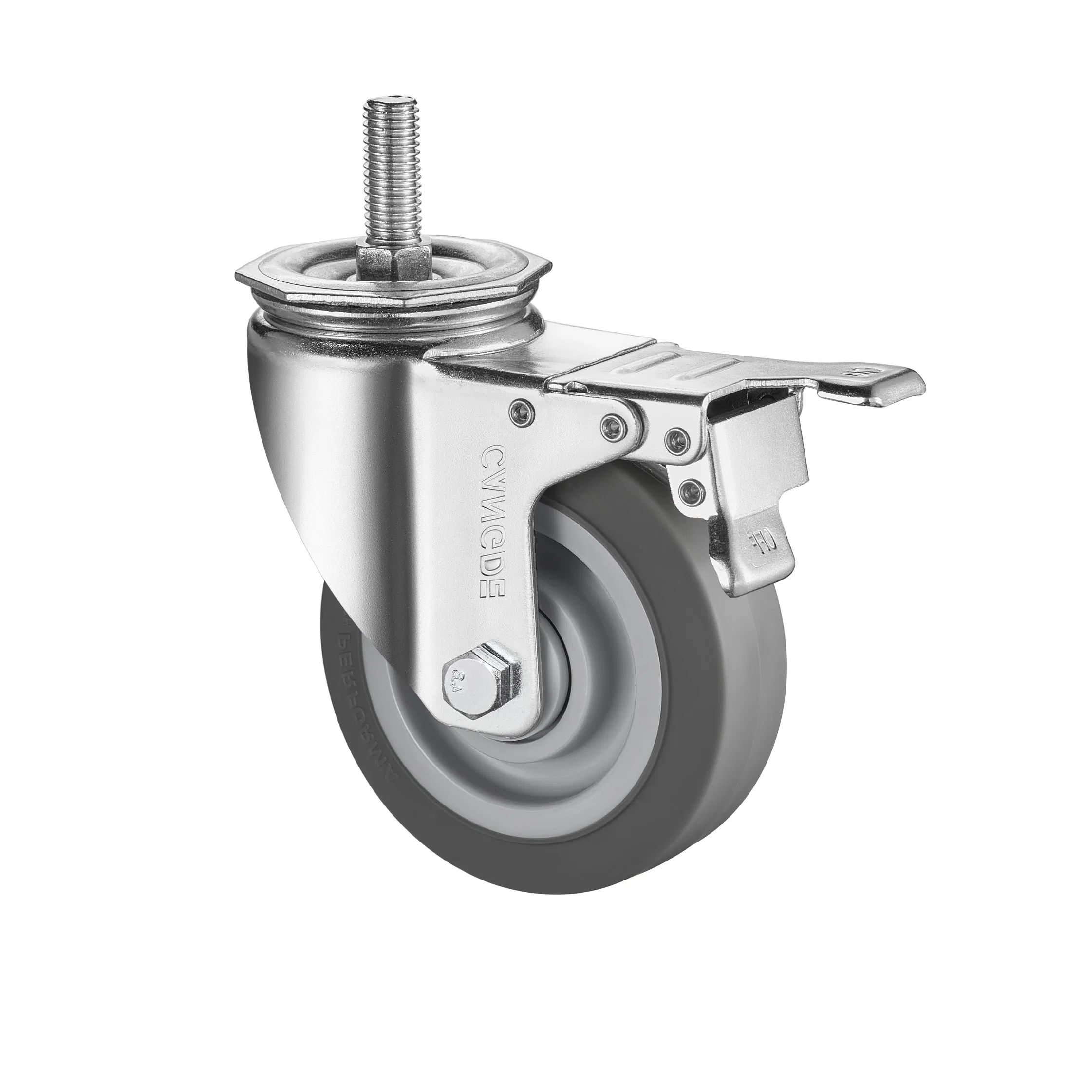 Ultra-Quiet Medium Duty Casters with Grey TPR Wheels - Noise Reduction Solution for Indoor Use