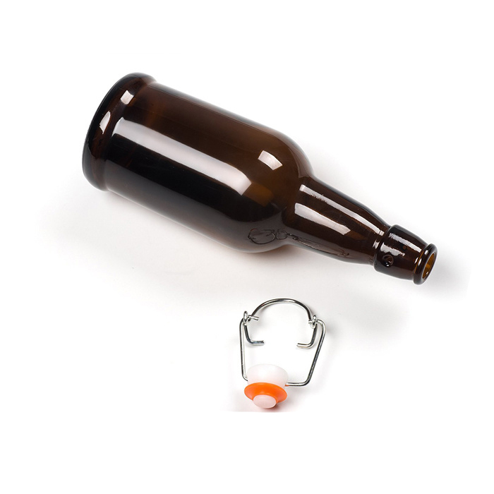 Wholesale Custom Amber Beer Glass Brewing Bottle with Clip Lid
