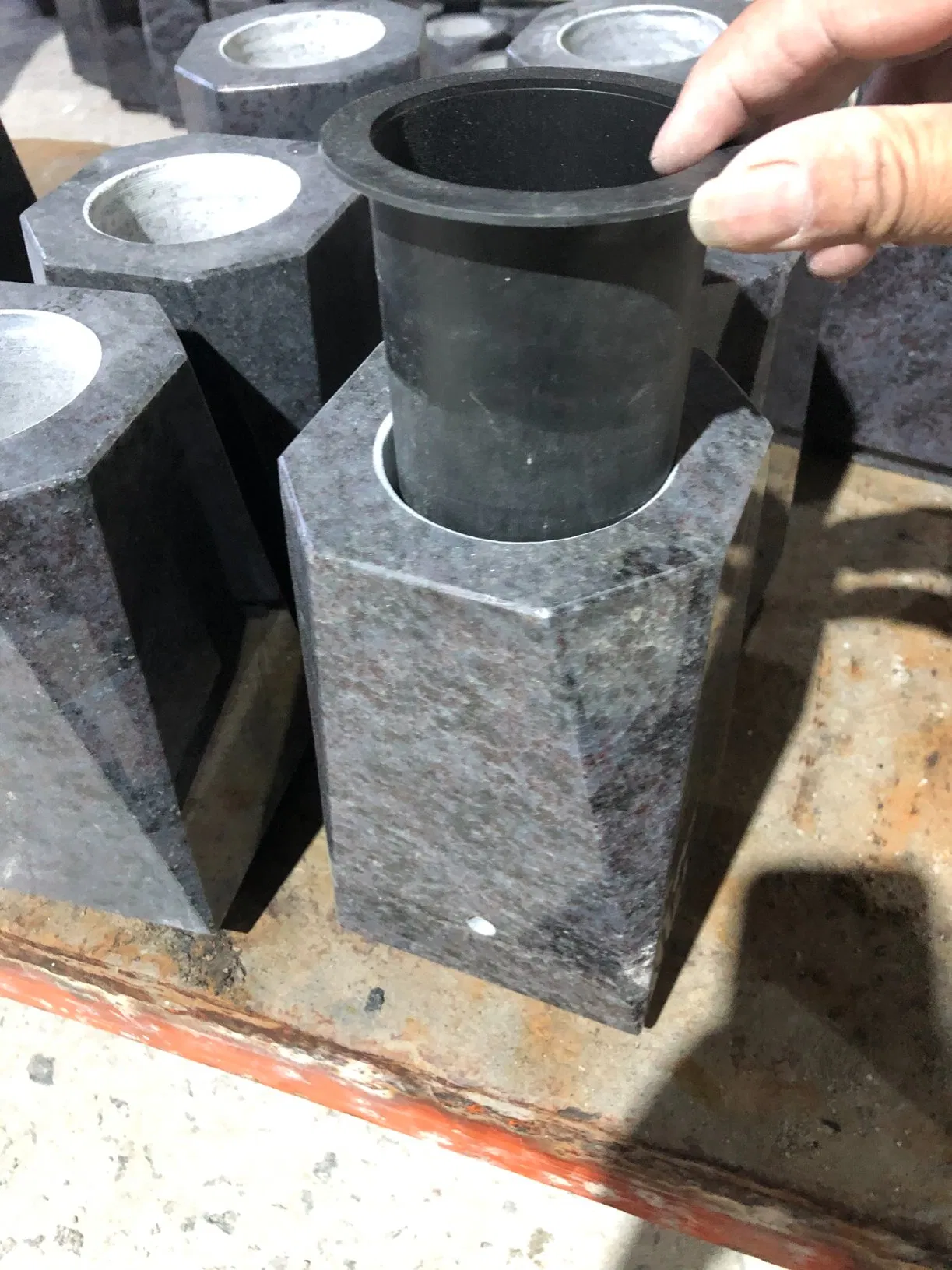 Funeral Accessories Bahama Blue Granite Polished Memorial Vases for Headstone