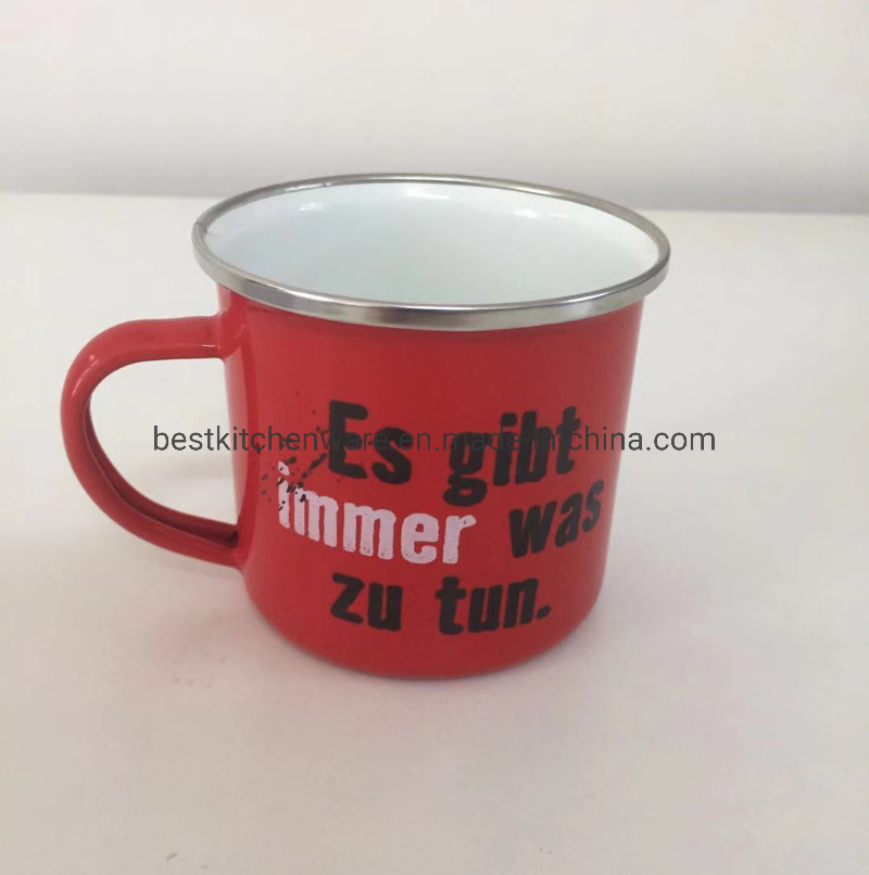 8cm Enamelware Campling Cup Stainless Steel Rim Kitchenware Tools Enamel Mug