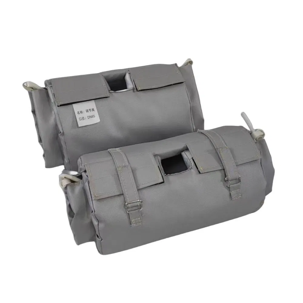 Thermal Protection Gray Silicone Fiberglass Cloth Removable Valve Insulation Cover