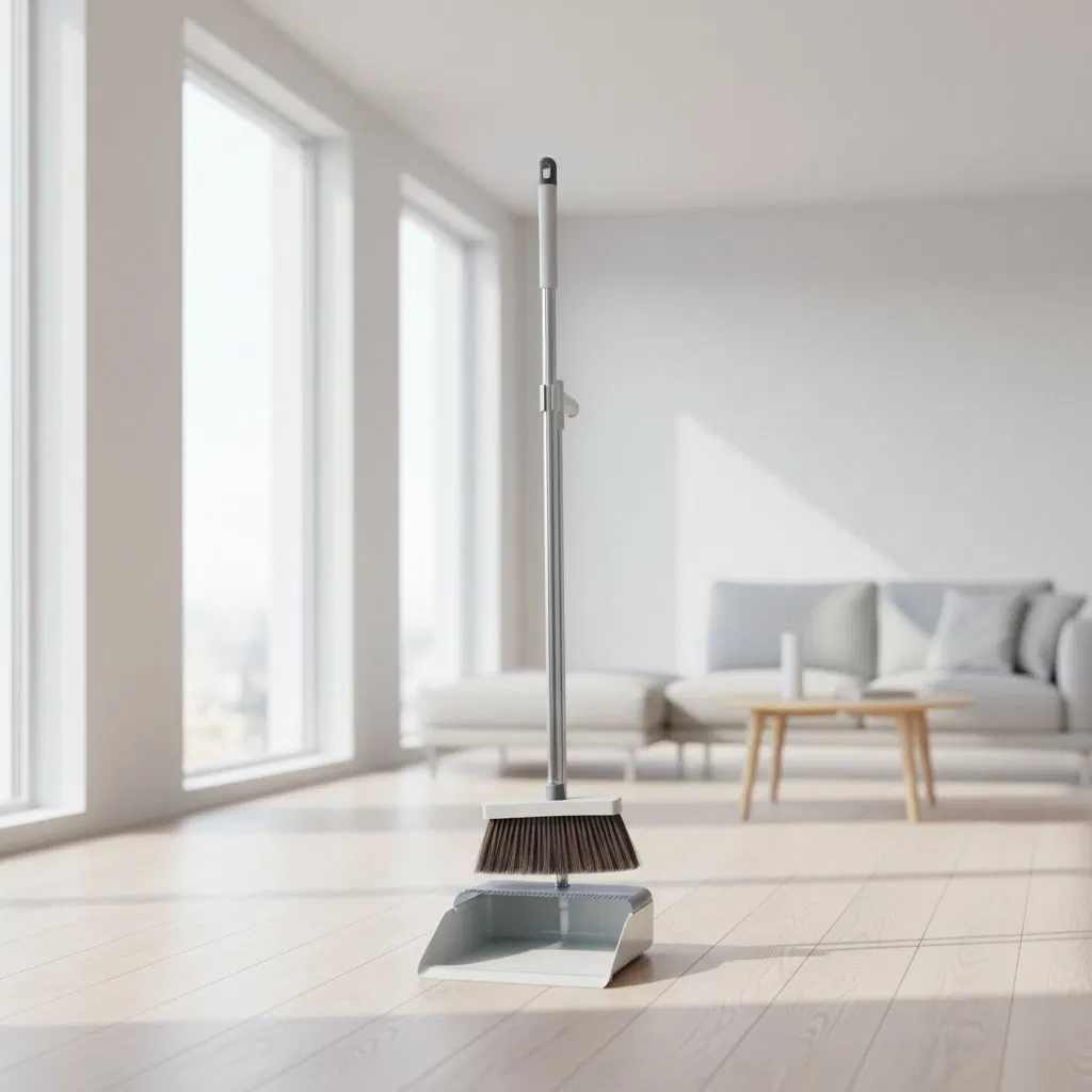 Economic Household Cleaning Dustpan and Broom Set with Soft Pet Bristle