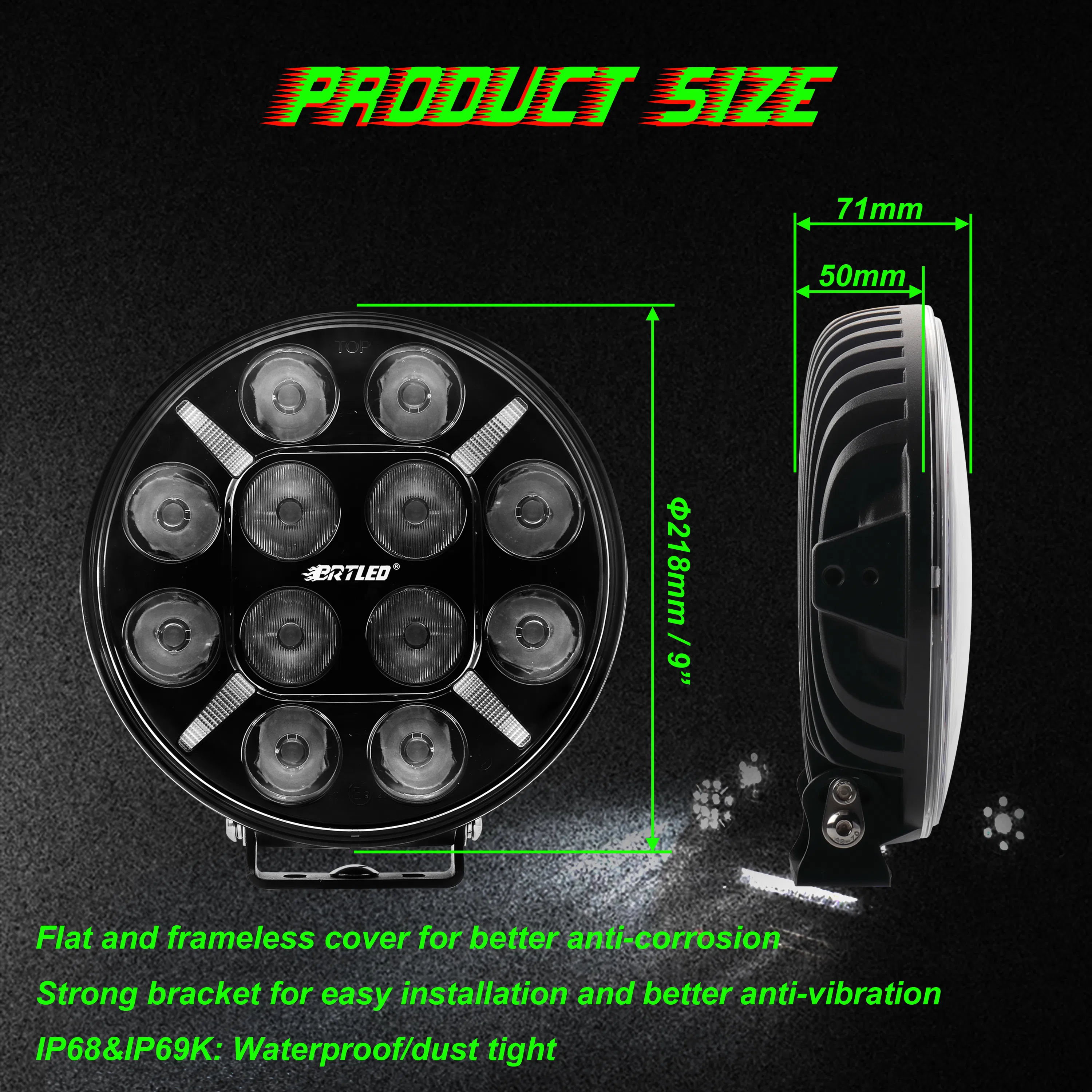 Светодиодная фара 9 дюймов для внедорожников, 120Вт