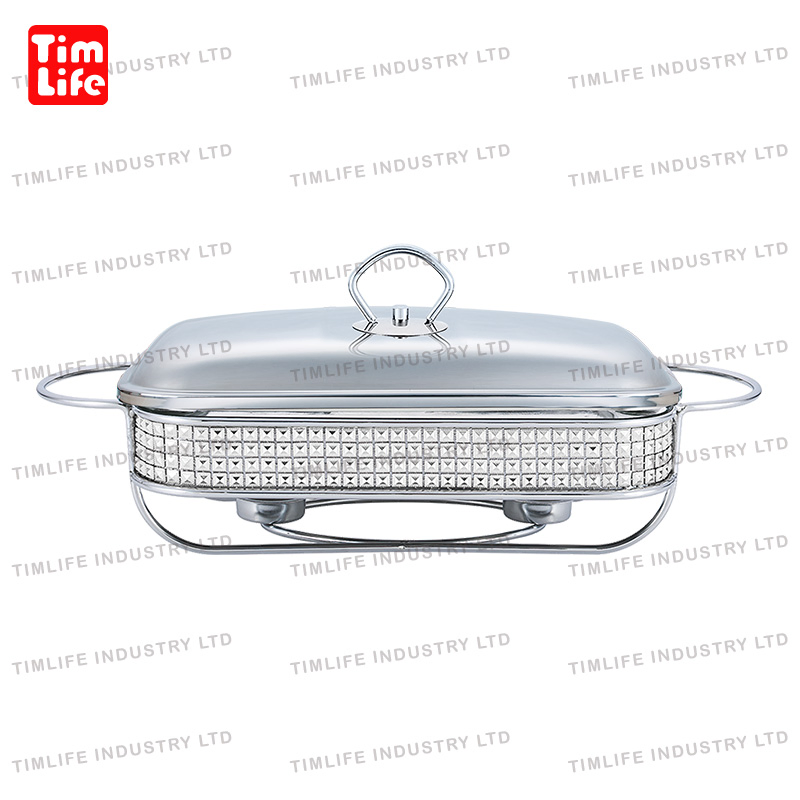 Buffet Chafing Dish Food Warmer Catering Equipment Serving Chauffe Plat a Gratin Chauffee Plat Buffet Pemanas Makanan Silver Damon