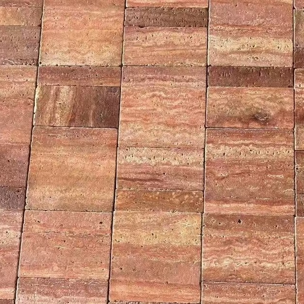 Pari Natural Stone Red Limestone Tiles for Wall Cladding Decoration Material