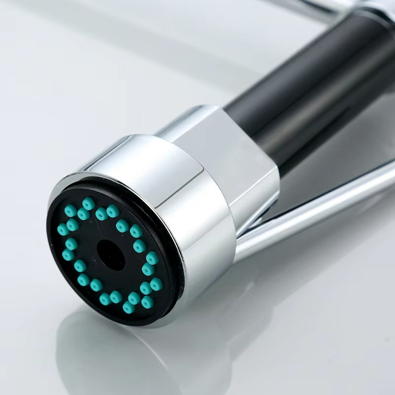 Wholesale Modern Single Handle Deck Mounted Kitchen Faucet Stainless Steel 360 Pull out Down Black Sink Mixer Hot Cold Water Tap