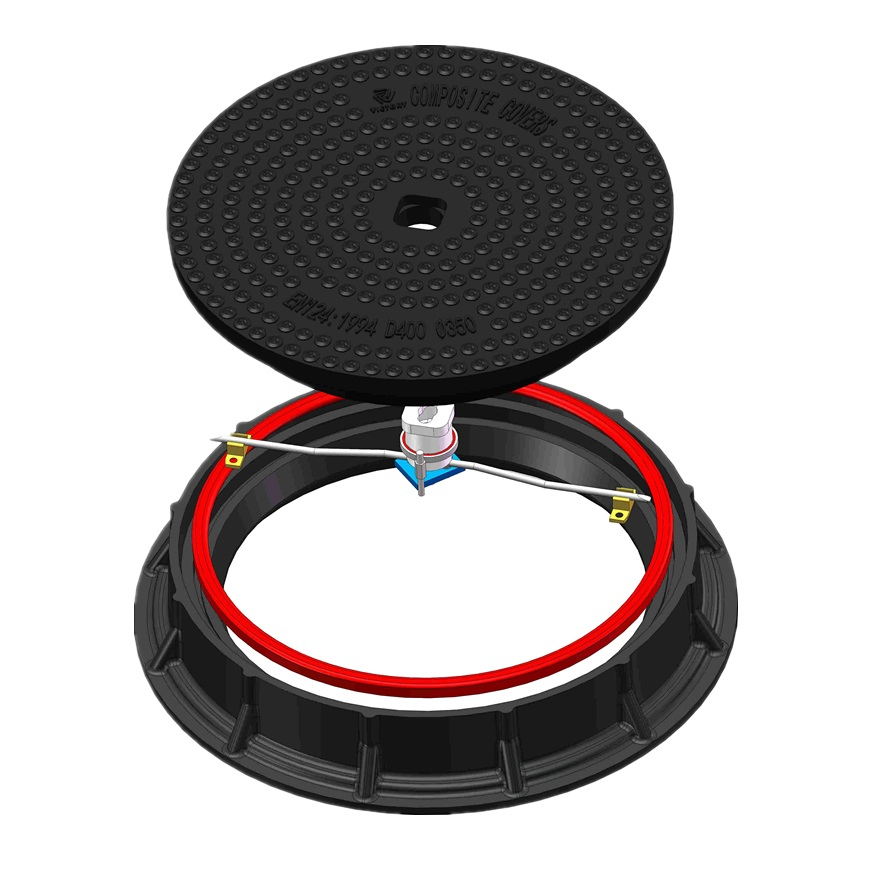 High Quality Waterproof SMC Composite Material Manhole Cover with Lock Watertight FRP GRP Fiberglass Round Manhole Cover Resin Seal and Locking Manhole Covers