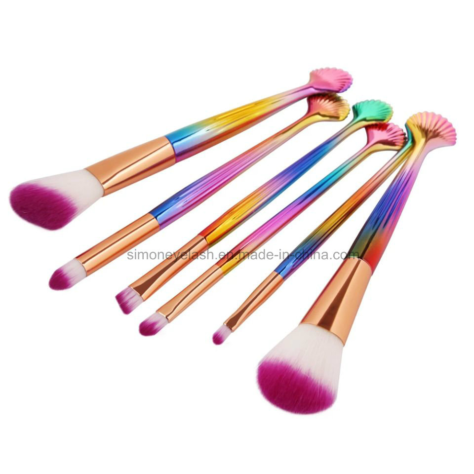 New High Quality 6PCS Sea Shell Makeup Powder Brushes Set