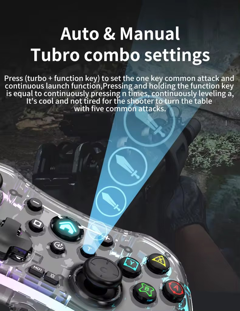 Прозрачный игровой геймпад RGB для Switch, Android, PC