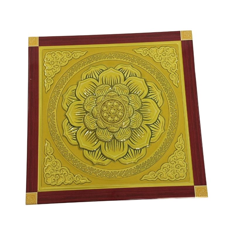 Golden Lotus 3D Relief Ceiling: Custom Aluminum, Buddhist Style (China)