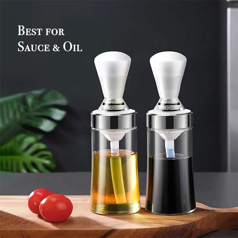 2 in 1 150ml Glass Olive Oil Dispenser Bottle with Basting Brush for Cooking Frying Kitchen